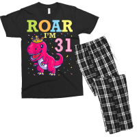 King Dinosaur Dance Happy My Birthday Roar I'm 31 Years Old Men's T-shirt Pajama Set | Artistshot