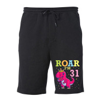 King Dinosaur Dance Happy My Birthday Roar I'm 31 Years Old Fleece Short | Artistshot