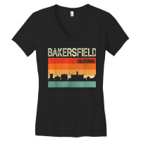 Bakersfield California Town Skyline Women's V-neck T-shirt | Artistshot