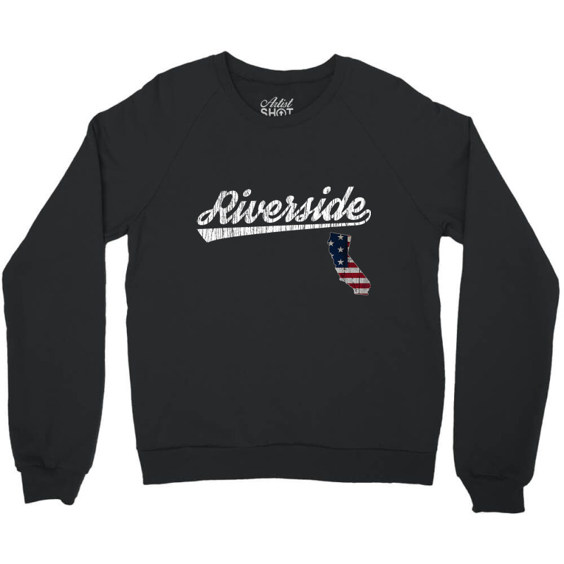 Retro Riverside California Usa Flag T Shirt Crewneck Sweatshirt by cm-arts | Artistshot