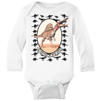 Realistic Spinosaurus Graphic With Black Dinosaur Pattern Sweatshirt Long Sleeve Baby Bodysuit | Artistshot