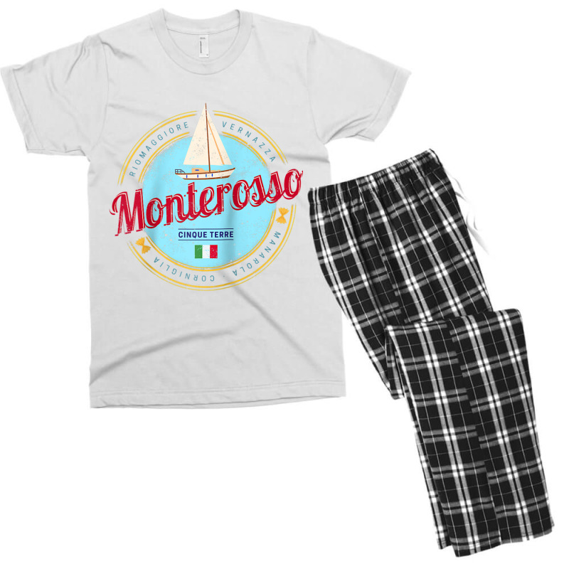 Monterosso Cinque Terre La Spezia Retro Italy Vintage Raglan Baseball Men's T-shirt Pajama Set by cm-arts | Artistshot