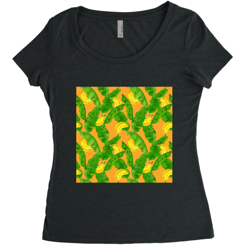 Bananas And Leaves Watercolor Design Women's Triblend Scoop T-shirt by Kemriban527 | Artistshot