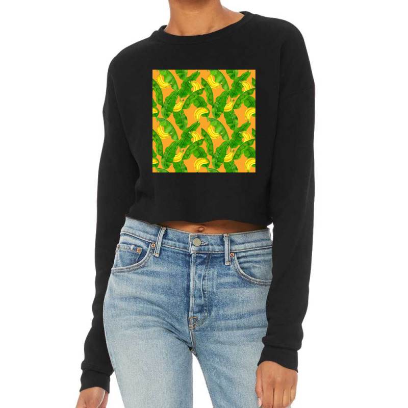 Bananas And Leaves Watercolor Design Cropped Sweater by Kemriban527 | Artistshot