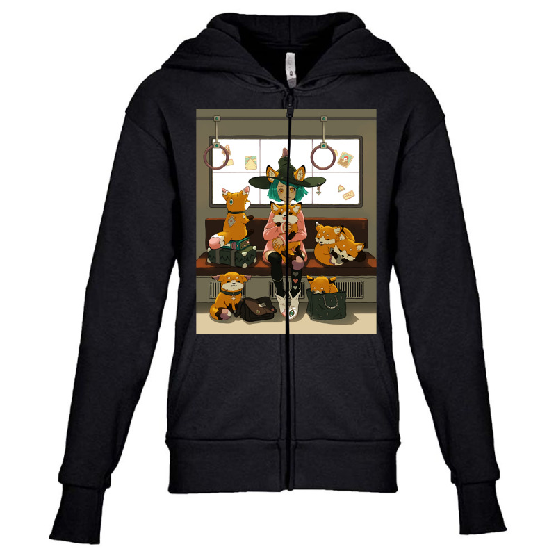 Witch And Her Foxes Youth Zipper Hoodie by Aiello Mcdade | Artistshot