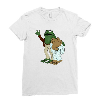 Frog And Toad Bye Ladies Fitted T-shirt Designed By Blavk