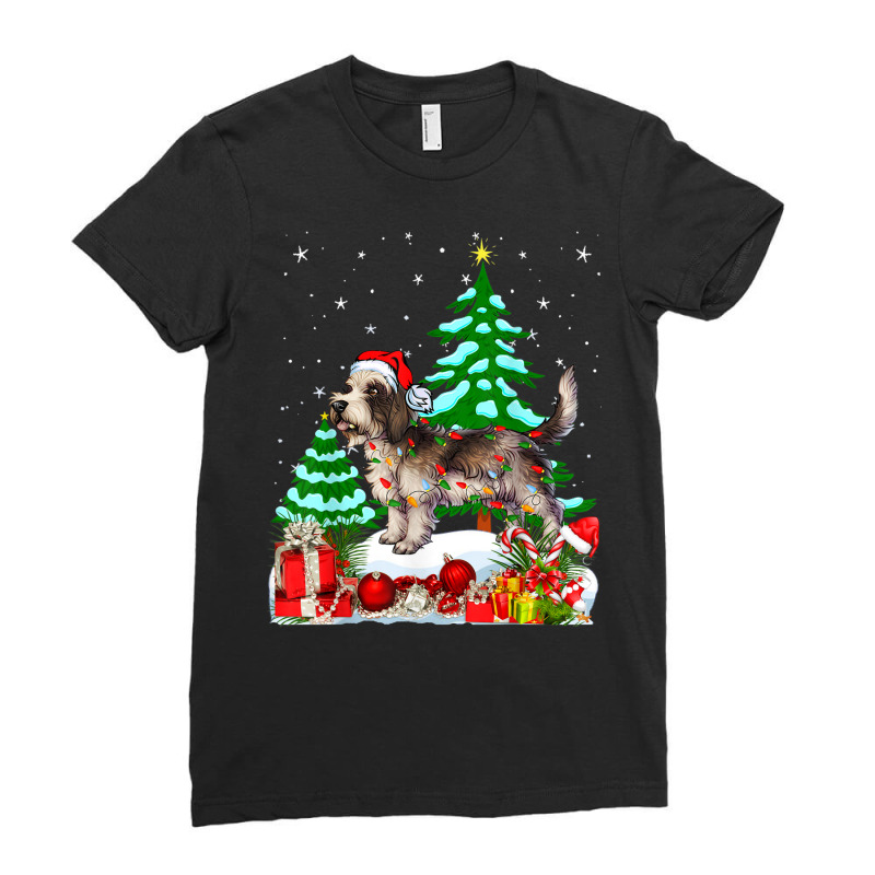 Petite Basset Griffon Vendeen Dog Christmas Ladies Fitted T-Shirt by Fashlaza | Artistshot