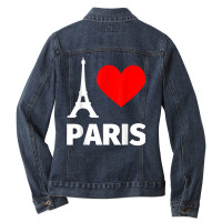 Paris Eiffel Tower   I Love Paris Shirt For Girls And Men Ladies Denim Jacket | Artistshot