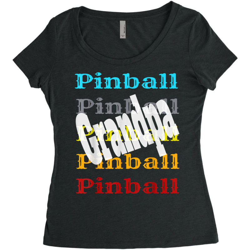 Pinball Grandpa Retro Video Game Arcade Player Winner Wizard Women's Triblend Scoop T-shirt by Color | Artistshot