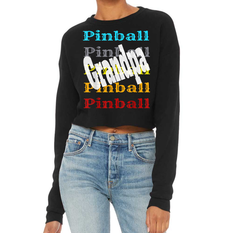 Pinball Grandpa Retro Video Game Arcade Player Winner Wizard Cropped Sweater by Color | Artistshot