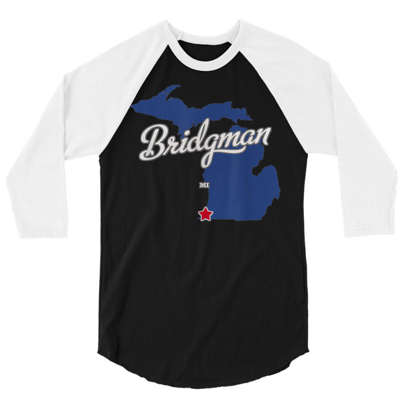 Bridgman Michigan Mi Map 3/4 Sleeve Shirt | Artistshot