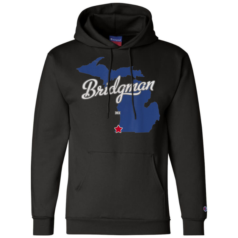 Bridgman Michigan Mi Map Champion Hoodie | Artistshot