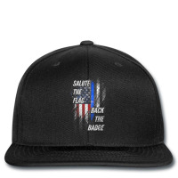 Salute The Flag Back The Badge Printed Hat | Artistshot