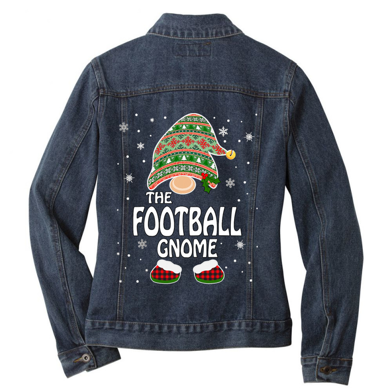 Football Funny Matching Family Costumes The Football Gnome Christmas 9 Ladies Denim Jacket by coolquirrell | Artistshot