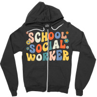 Groovy School Social Worker Coping Skills Back To School Zipper Hoodie | Artistshot