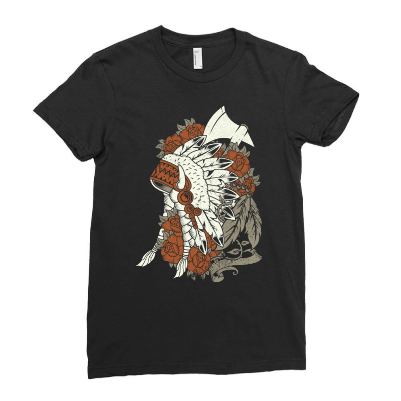 Native American Headdress, Native American Headdress Art, Native Ameri Ladies Fitted T-Shirt by SHPER904 | Artistshot