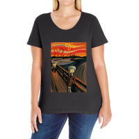 Music Retro The Scream By Edvard Munch Funny Graphic Gift Ladies Curvy T-shirt | Artistshot