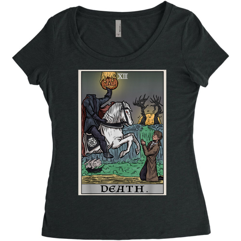 Death Tarot Card Headless Horseman Gothic Spooky Halloween Women's Triblend Scoop T-shirt by Uniform | Artistshot