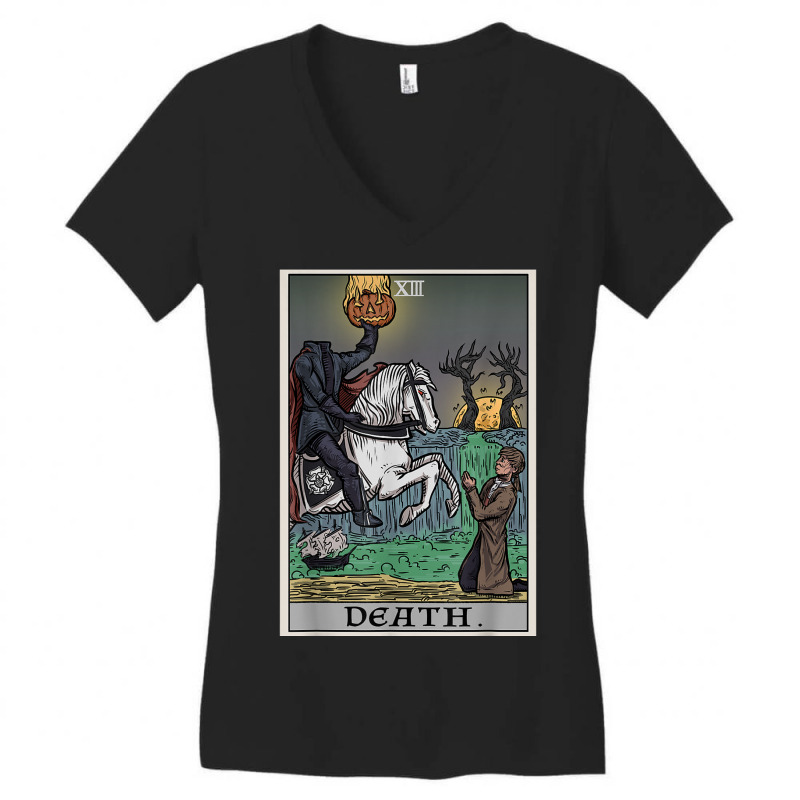 Death Tarot Card Headless Horseman Gothic Spooky Halloween Women's V-Neck T-Shirt by Uniform | Artistshot