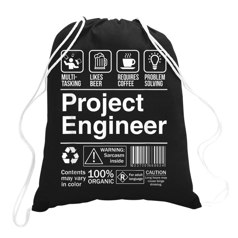 Project Engineer Product Label T Shirt Drawstring Bags | Artistshot