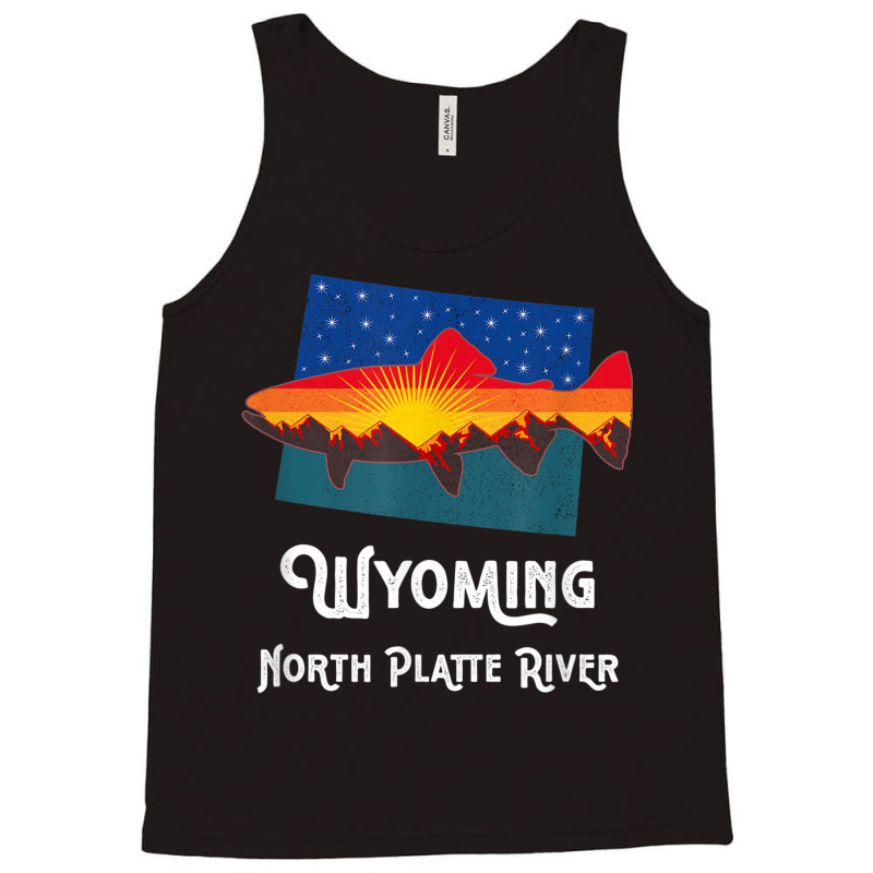 Trout Fly Fishing Nature North Platte River Mountain Sunset Tank Top | Artistshot