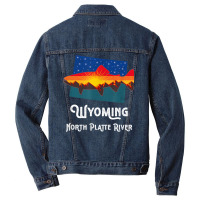 Trout Fly Fishing Nature North Platte River Mountain Sunset Men Denim Jacket | Artistshot