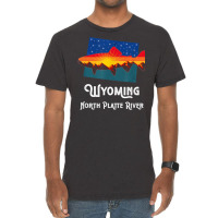 Trout Fly Fishing Nature North Platte River Mountain Sunset Vintage T-shirt | Artistshot