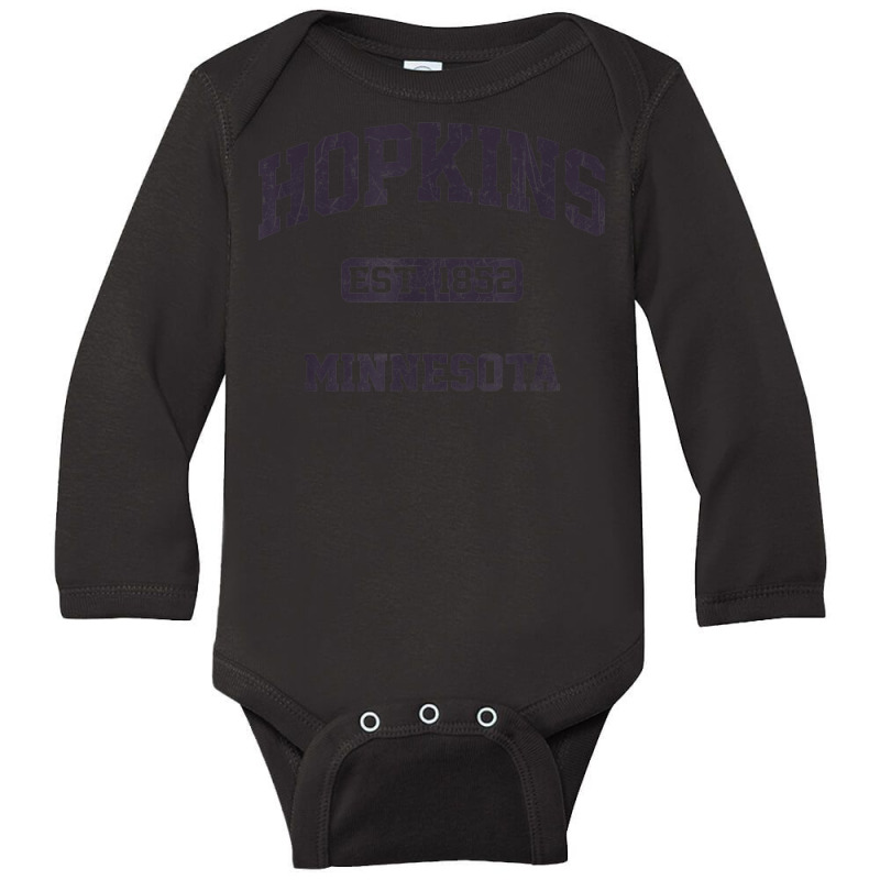 Hopkins Minnesota Mn Vintage State Athletic Style Long Sleeve Baby Bodysuit | Artistshot