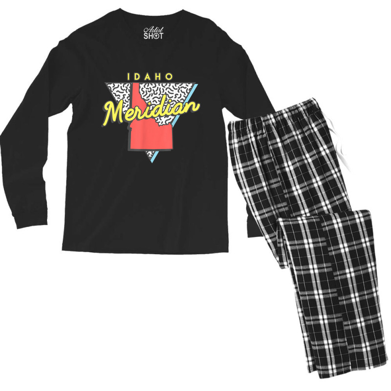 Meridian Idaho T Shirt Retro Id Apparel Souvenir Men's Long Sleeve Pajama Set by cm-arts | Artistshot