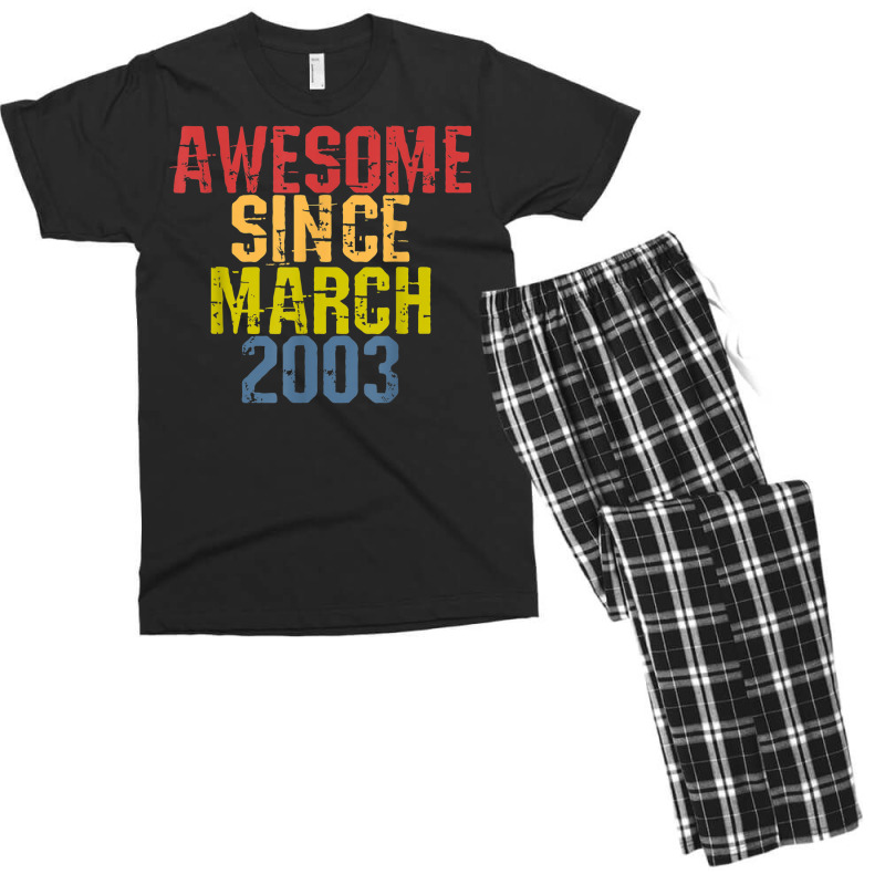 Awesome Since March 2003 Year Old Birthday Retro Men's T-shirt Pajama Set | Artistshot