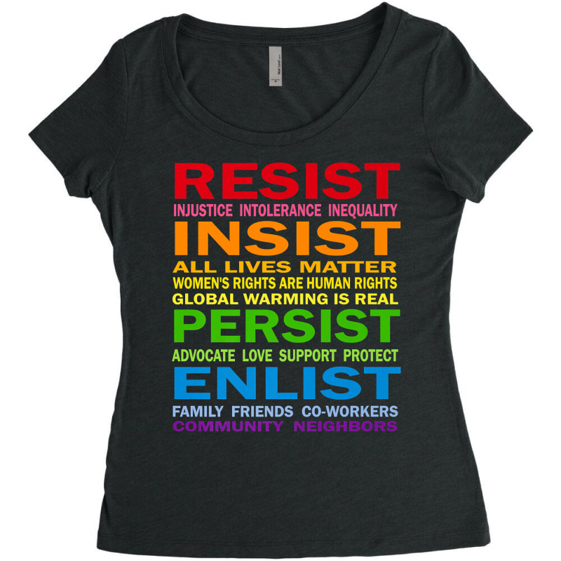 Lgbt Resist Insist Persist Enlist Hillary Mantra T Shirt Women's Triblend Scoop T-shirt by qubujasaelae | Artistshot