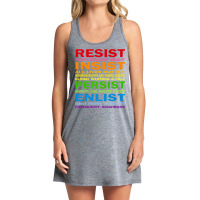 Lgbt Resist Insist Persist Enlist Hillary Mantra T Shirt Tank Dress | Artistshot