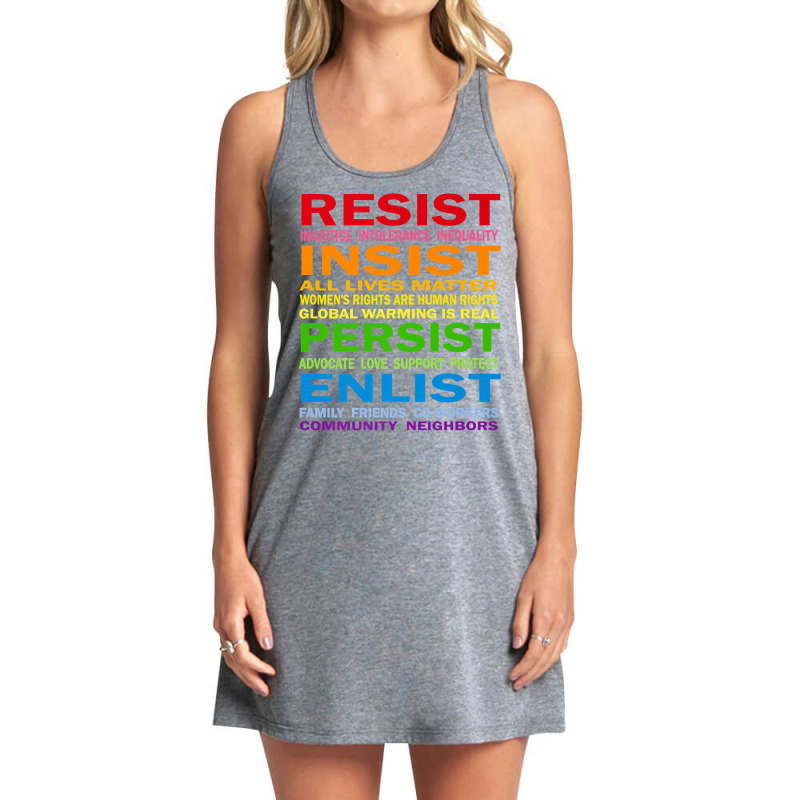 Lgbt Resist Insist Persist Enlist Hillary Mantra T Shirt Tank Dress by qubujasaelae | Artistshot