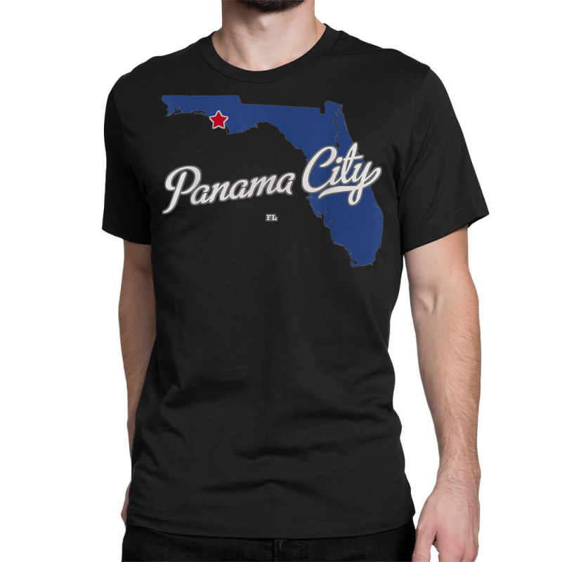 Panama City Florida Fl Map Classic T-shirt by Fashlaza | Artistshot