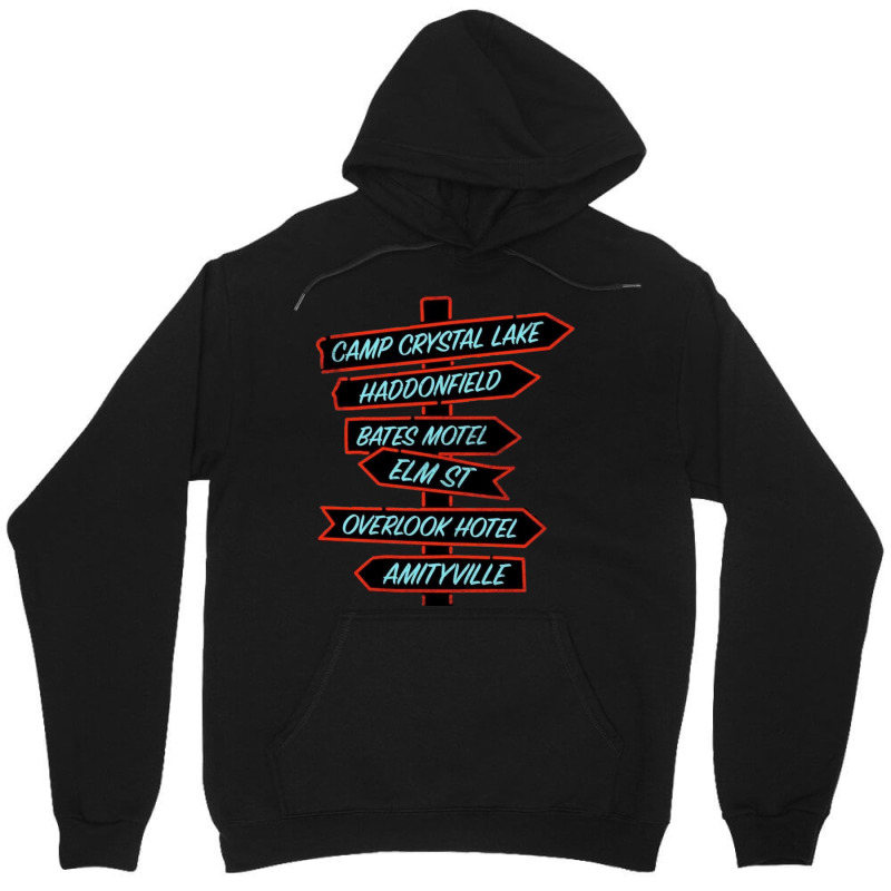 Horror Movie Location Signs Unisex Hoodie by KEITHSHAPIRO | Artistshot