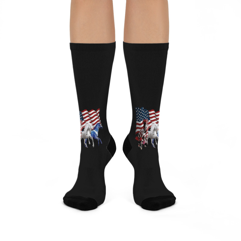 Horse American Flag, Horse American Flag Art, Horse American Flag Vint Crew Socks | Artistshot