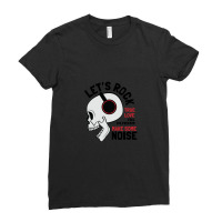 Rock Skull With Headphones Ladies Fitted T-shirt | Artistshot