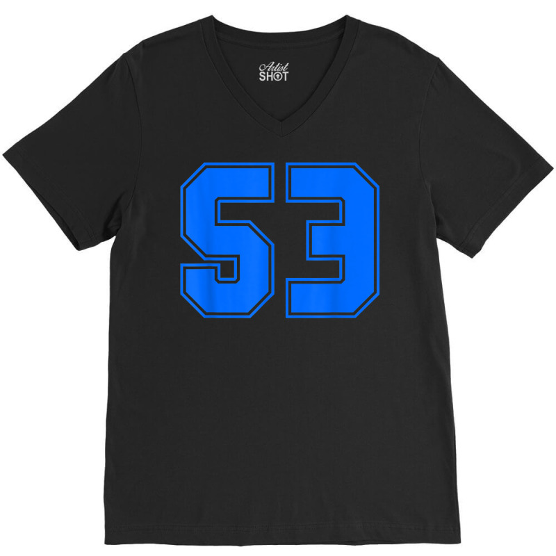 Number #53 Sports Jersey 53rd Anniversary Birthday V-Neck Tee by Aquarius | Artistshot