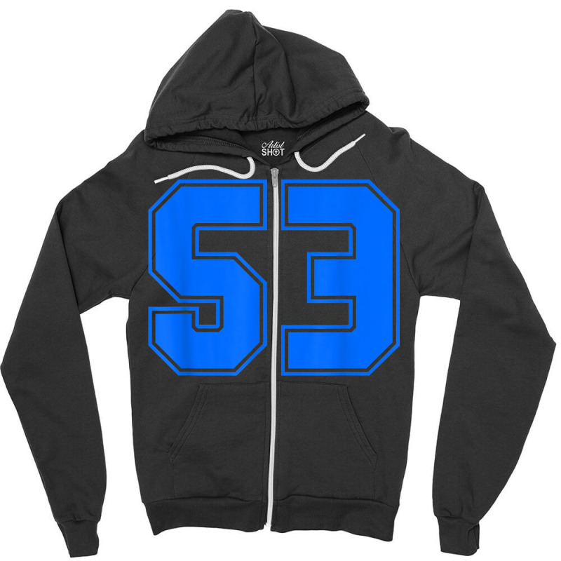 Number #53 Sports Jersey 53rd Anniversary Birthday Zipper Hoodie by Aquarius | Artistshot