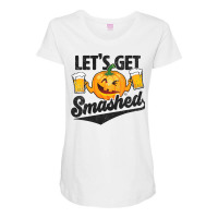 Lets Get Smashed Funny Pumpkin Beer Halloween Maternity Scoop Neck T-shirt | Artistshot