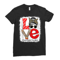 Substitute Teacher Love Messy Bun Leopard Back To School Ladies Fitted T-shirt | Artistshot