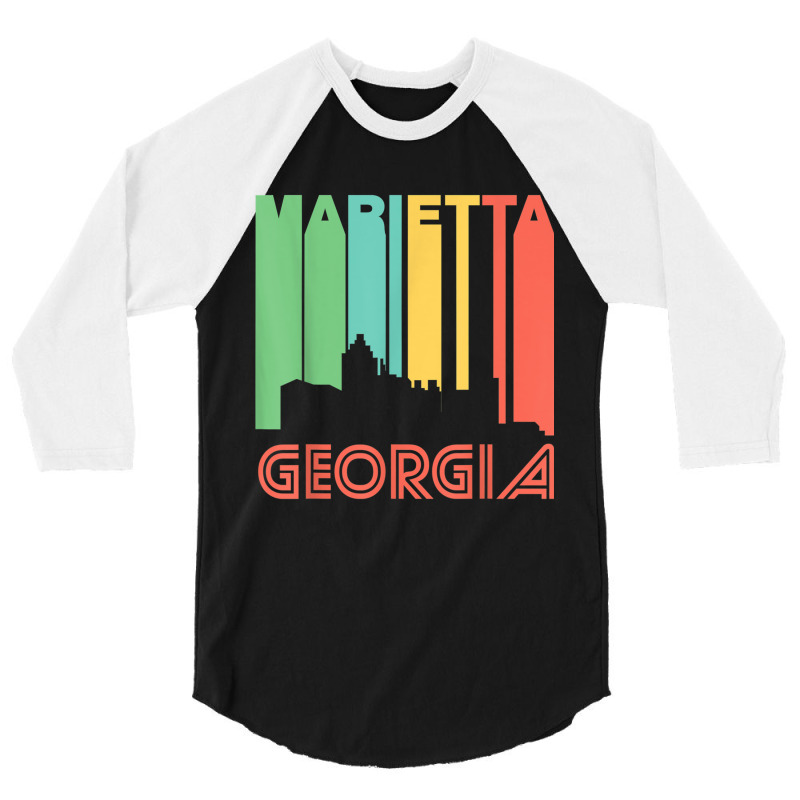 Retro 1970's Style Marietta Georgia Skyline T Shirt 3/4 Sleeve Shirt | Artistshot