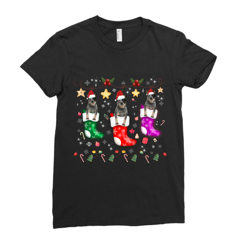 Funny Australian Cattle Christmas Light Australian Cattle Dog Lover Xm Ladies Fitted T-Shirt by Aiello Mcdade | Artistshot