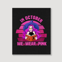 Womens In October We Wear Pink Ribbon Witch Magical Book Halloween Portrait Canvas Print | Artistshot