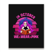 Womens In October We Wear Pink Ribbon Witch Magical Book Halloween Metal Print Vertical | Artistshot