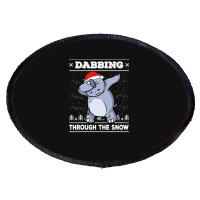 Hippopotamus Dabbing Through The Snow Ugly Christmas Hippopotamus 47 H Oval Patch | Artistshot