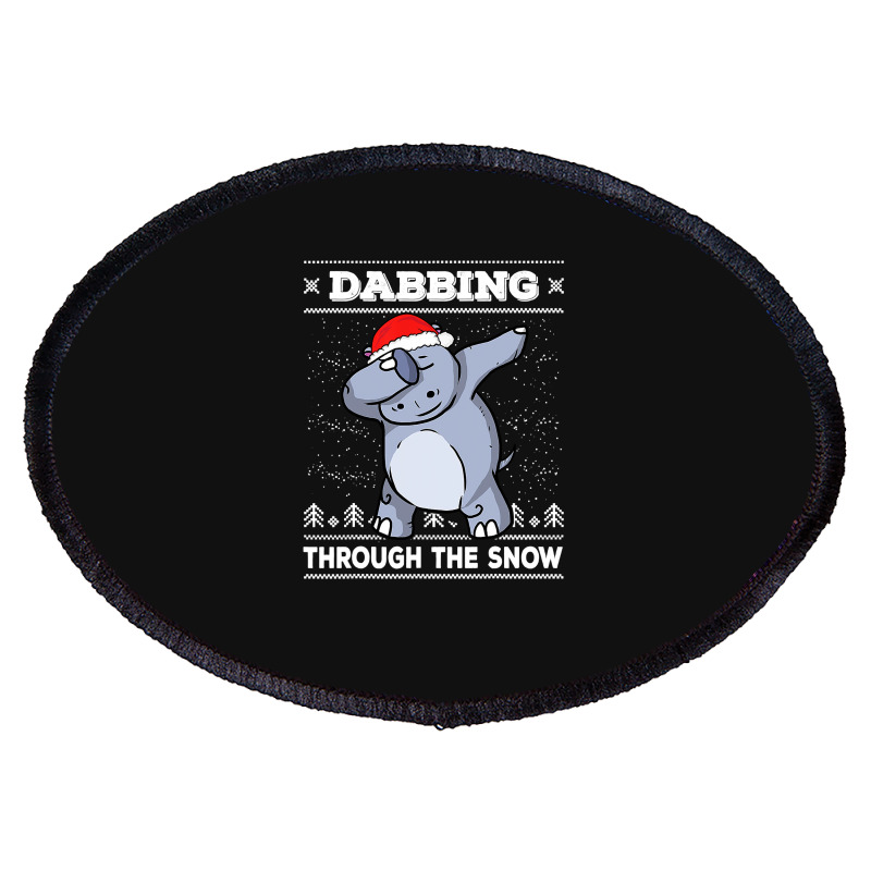 Hippopotamus Dabbing Through The Snow Ugly Christmas Hippopotamus 47 H Oval Patch | Artistshot