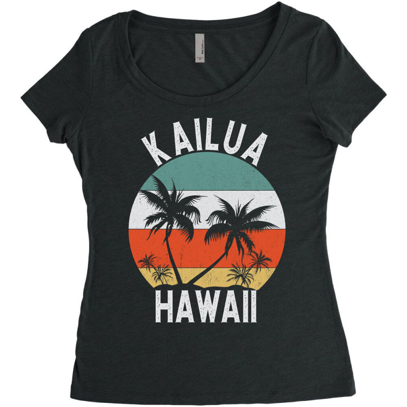 Kailua Shirt Hawaii Retro Oahu Palm Tree Hawaiian Island Sweatshirt Women's Triblend Scoop T-shirt by puetzee | Artistshot