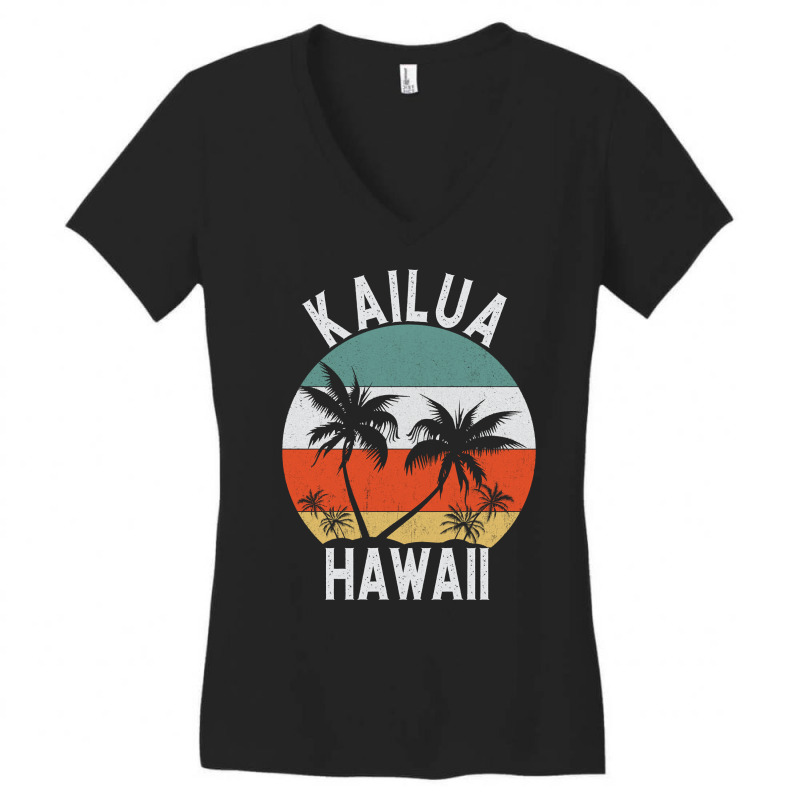 Kailua Shirt Hawaii Retro Oahu Palm Tree Hawaiian Island Sweatshirt Women's V-Neck T-Shirt by puetzee | Artistshot