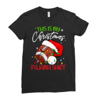 Football This Is My Christmas Pajama Funny Football Santa Hat Xmas 380 Ladies Fitted T-shirt | Artistshot